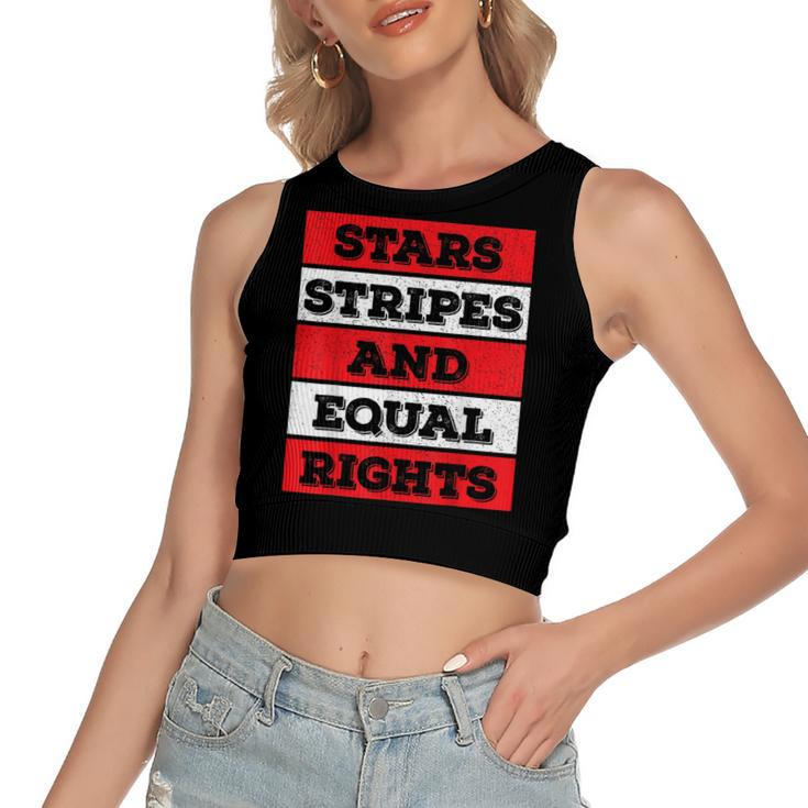 Stars Stripes Equal Rights Bold 4Th Of July Womens Rights  Women's Sleeveless Bow Backless Hollow Crop Top