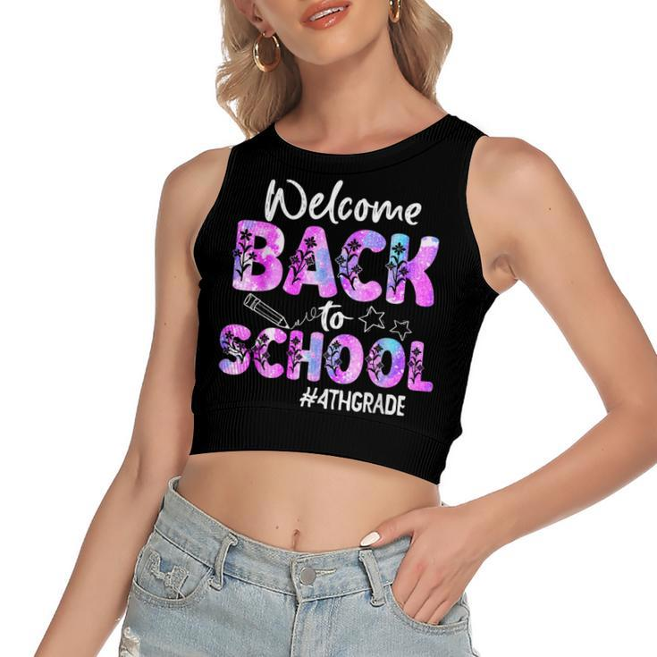 Welcome Back To School 4Th Grade Back To School  Women's Sleeveless Bow Backless Hollow Crop Top