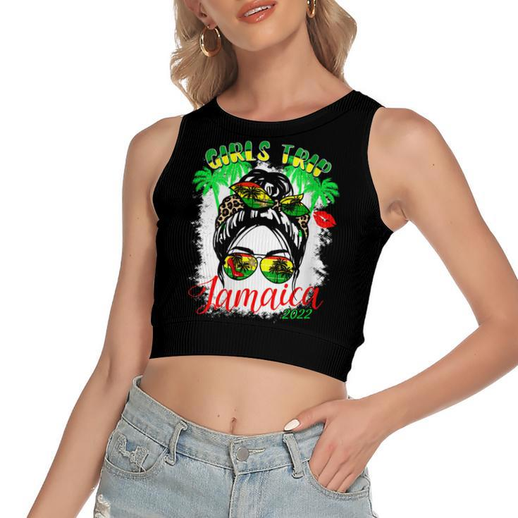 Womens Girls Trip Jamaica 2022 For Womens Weekend Birthday Party  Women's Sleeveless Bow Backless Hollow Crop Top