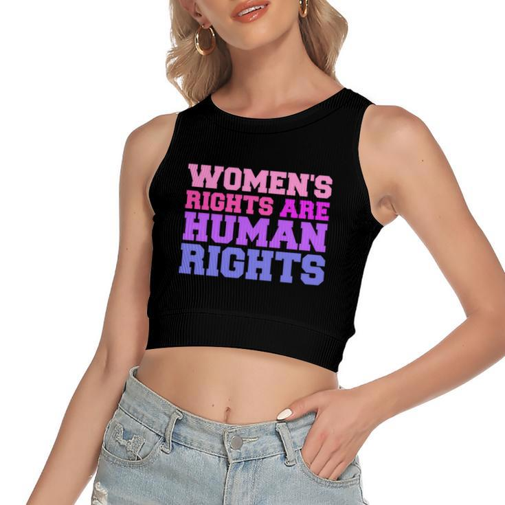 Womens Rights Are Human Rights Feminist Pro Choice Women's Sleeveless Bow Backless Hollow Crop Top