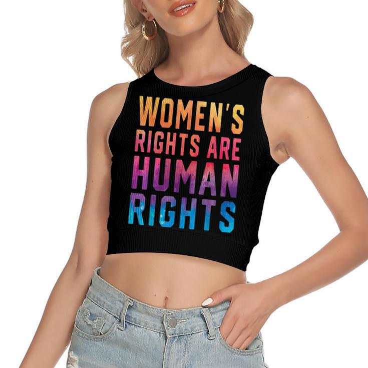 Womens Rights Are Human Rights Pro Choice Tie Dye  Women's Sleeveless Bow Backless Hollow Crop Top