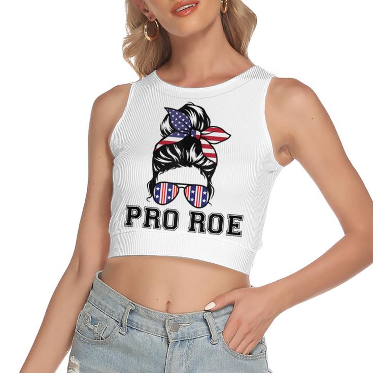 Pro 1973 Roe  Cute Messy Bun Mind Your Own Uterus  Women's Sleeveless Bow Backless Hollow Crop Top