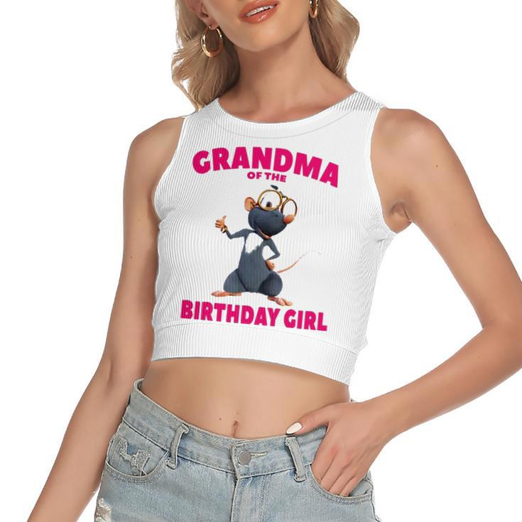 Booba &8211 Grandma Of The Birthday Girl Women's Sleeveless Bow Backless Hollow Crop Top
