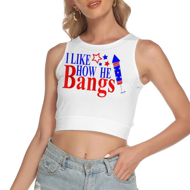 Couples 4Th Of July  For Her I Like How He Bangs  Women's Sleeveless Bow Backless Hollow Crop Top