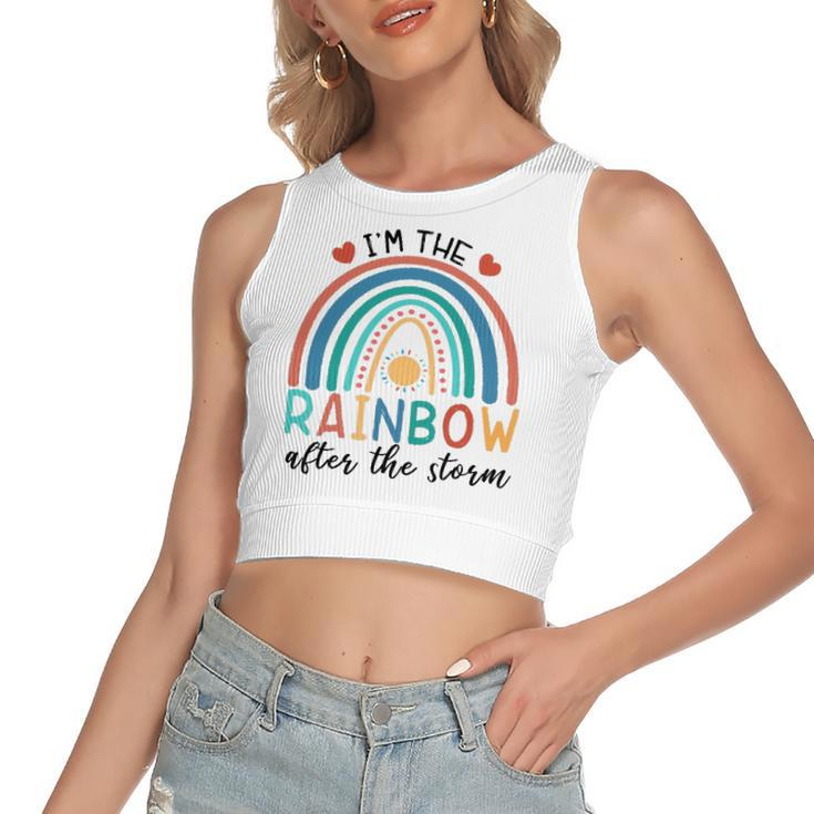 Dokz Funny I&8217M The Rainbow After The Storm Newborn Boy Girl Women's Sleeveless Bow Backless Hollow Crop Top