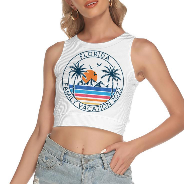 Florida Family Vacation 2022 Beach Palm Tree Summer Tropical  Women's Sleeveless Bow Backless Hollow Crop Top