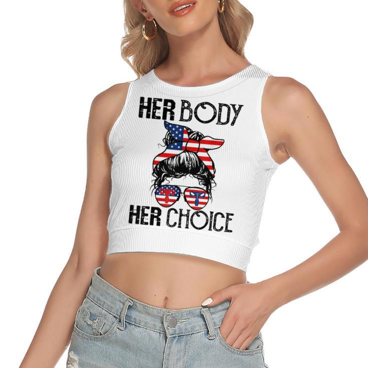 Her Body Her Choice Pro Choice Feminist  V3 Women's Sleeveless Bow Backless Hollow Crop Top