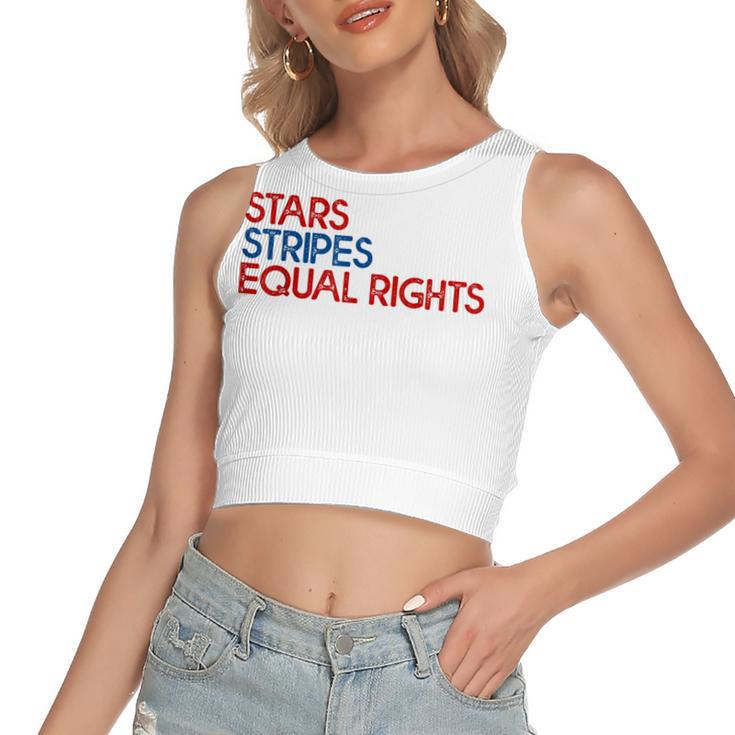 Messy Bun American Flag Pro Choice Star Stripes Equal Right  V3 Women's Sleeveless Bow Backless Hollow Crop Top