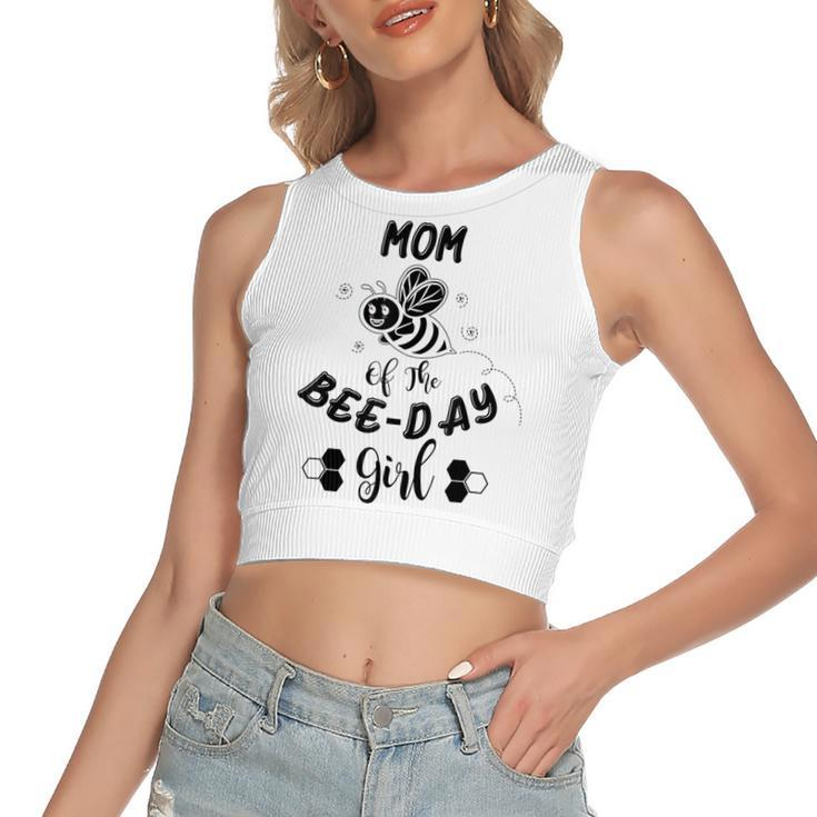 Mom Of The Bee Day Girl Birthday  Women's Sleeveless Bow Backless Hollow Crop Top