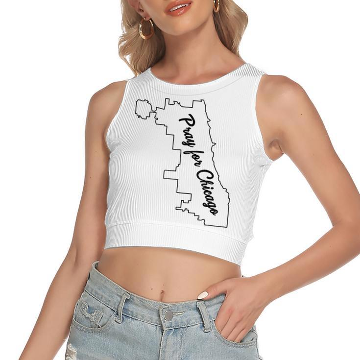 Pray For Chicago Chicago Shooting Support Chicago Outfit  Women's Sleeveless Bow Backless Hollow Crop Top