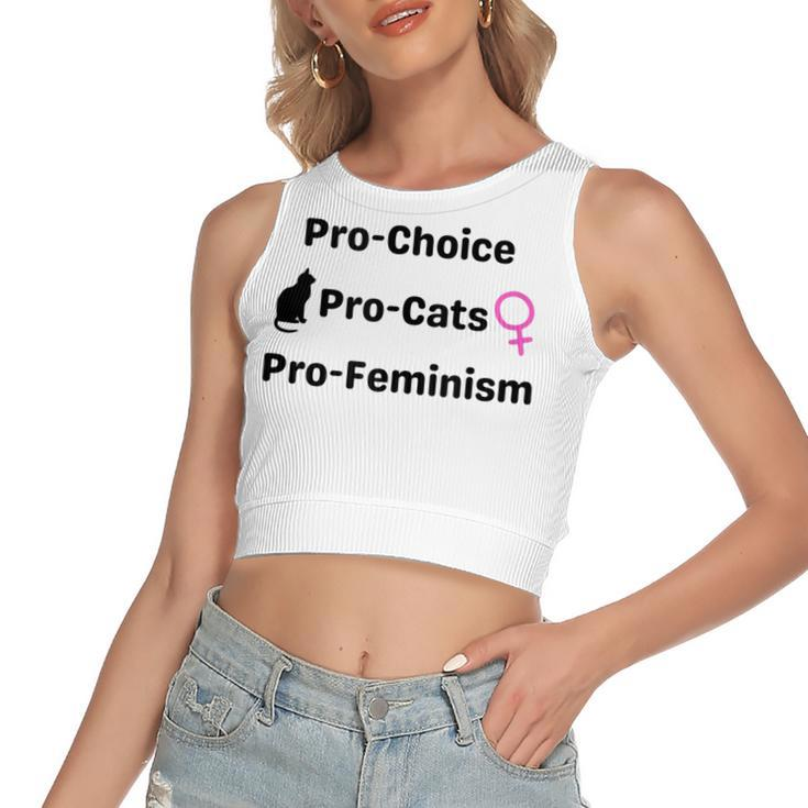 Pro Choice Feminism And Cats Cute Roe V Wade 1973  Women's Sleeveless Bow Backless Hollow Crop Top