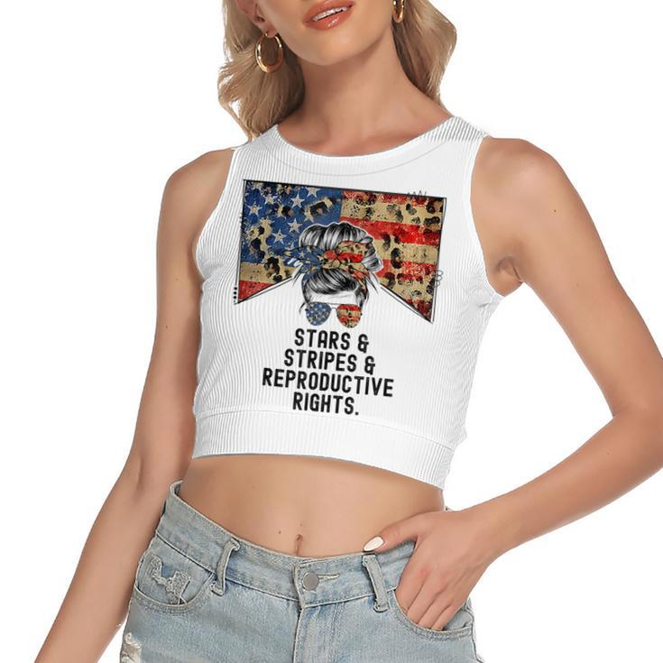Pro Choice Feminist 4Th Of July - Stars Stripes Equal Rights Women's Sleeveless Bow Backless Hollow Crop Top