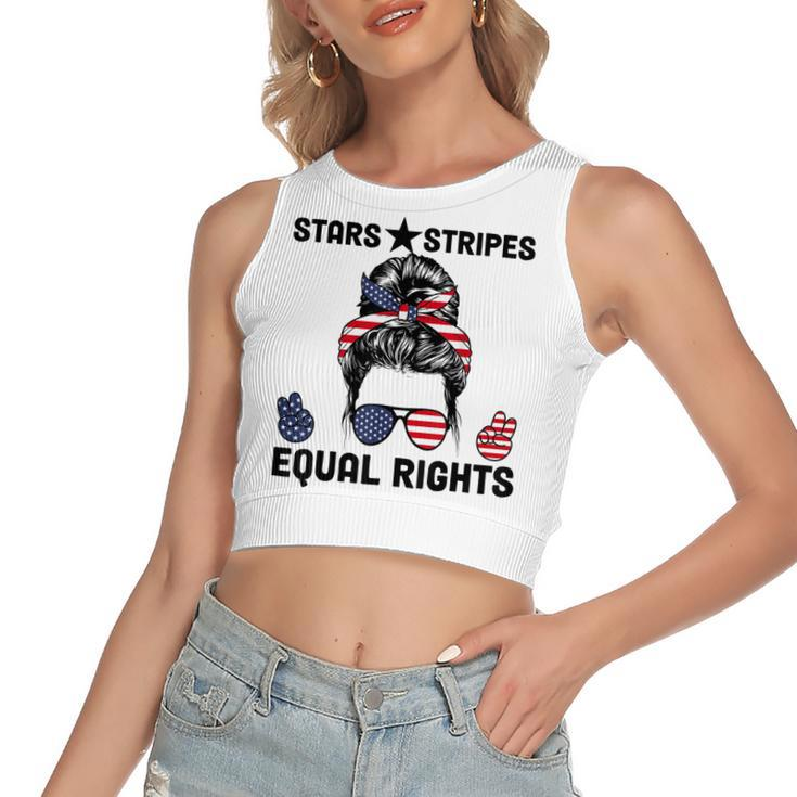 Pro Choice Feminist 4Th Of July - Stars Stripes Equal Rights  Women's Sleeveless Bow Backless Hollow Crop Top