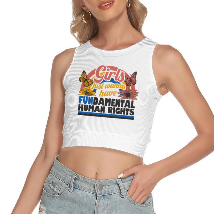 Pro Choice Girl Just Wanna Have Fundamental Human Rights Women's Sleeveless Bow Backless Hollow Crop Top