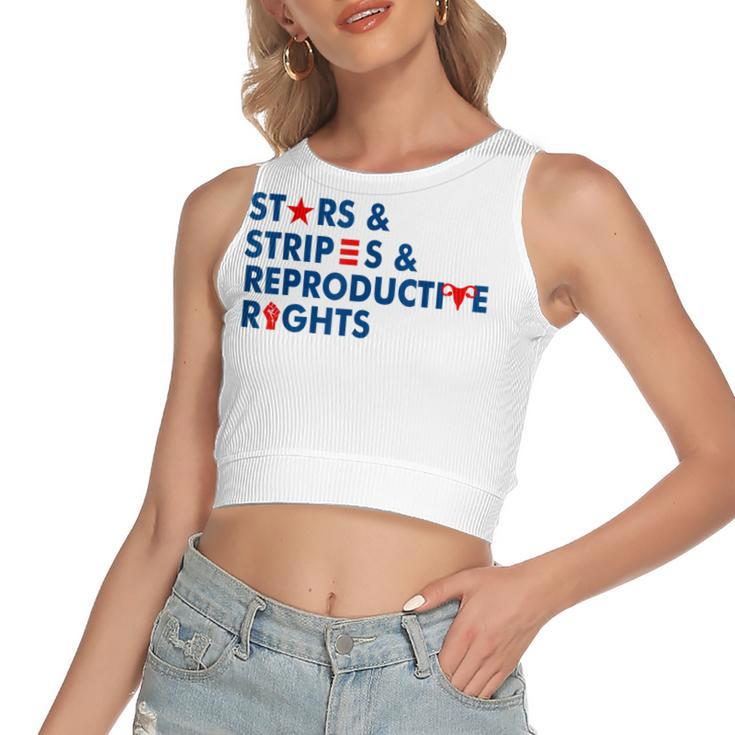 Stars & Stripes & Reproductive Rights 4Th Of July  V5 Women's Sleeveless Bow Backless Hollow Crop Top