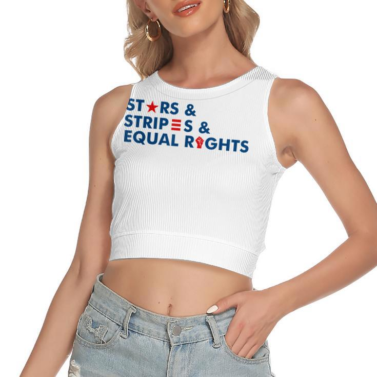 Stars Stripes And Equal Rights 4Th Of July Patriotic  V2 Women's Sleeveless Bow Backless Hollow Crop Top