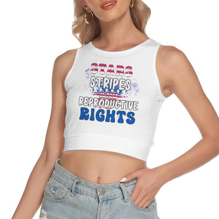 Stars Stripes Reproductive Rights 4Th Of July 1973 Protect Roe Women&8217S Rights Women's Sleeveless Bow Backless Hollow Crop Top