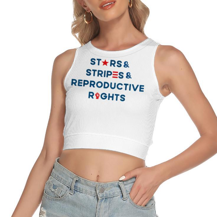 Stars Stripes Reproductive Rights 4Th Of July American Flag  V3 Women's Sleeveless Bow Backless Hollow Crop Top