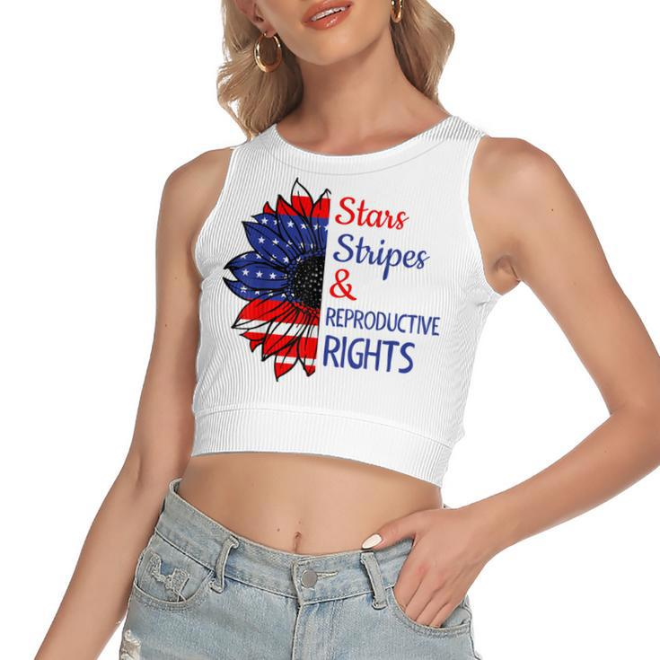 Stars Stripes Reproductive Rights American Flag 4Th Of July  V7 Women's Sleeveless Bow Backless Hollow Crop Top