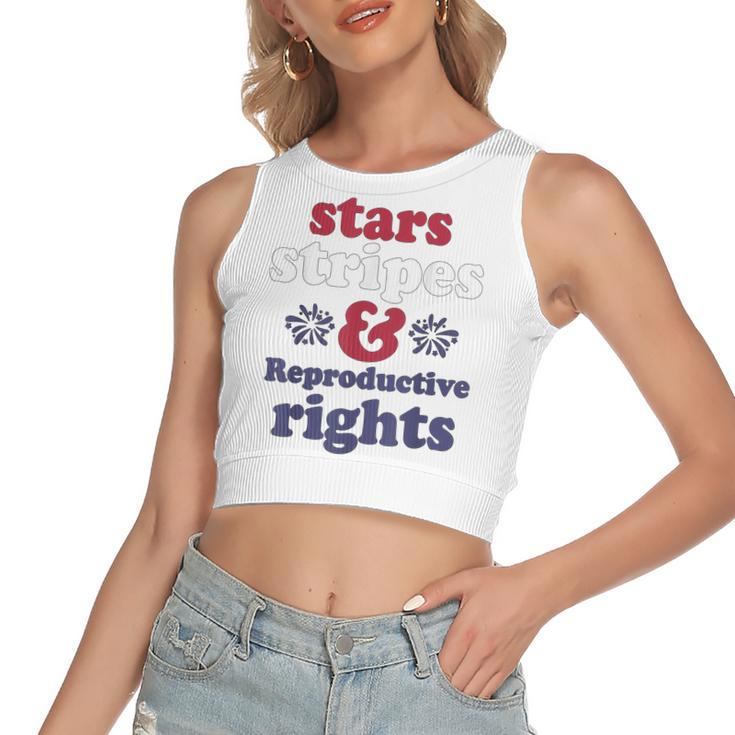 Stars Stripes Reproductive Rights Patriotic 4Th Of July  V4 Women's Sleeveless Bow Backless Hollow Crop Top
