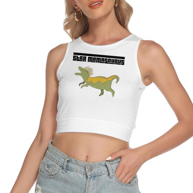 Step Momasaurus For Stepmothers Dinosaur Women's Sleeveless Bow Backless Hollow Crop Top
