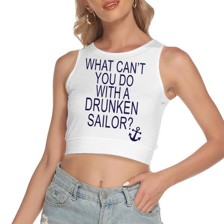 What Cant You Do With A Drunken Sailor Women's Sleeveless Bow Backless Hollow Crop Top