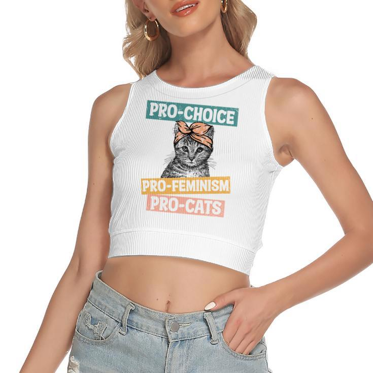 Womens Rights Pro Choice Pro Feminism Pro Cats Women's Sleeveless Bow Backless Hollow Crop Top