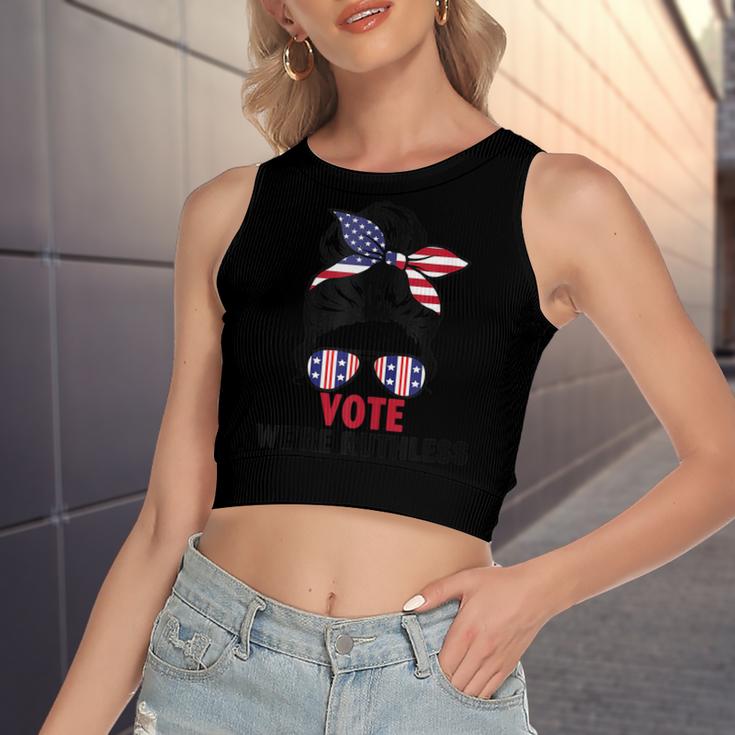 Women Vote Were Ruthless  Women's Sleeveless Bow Backless Hollow Crop Top