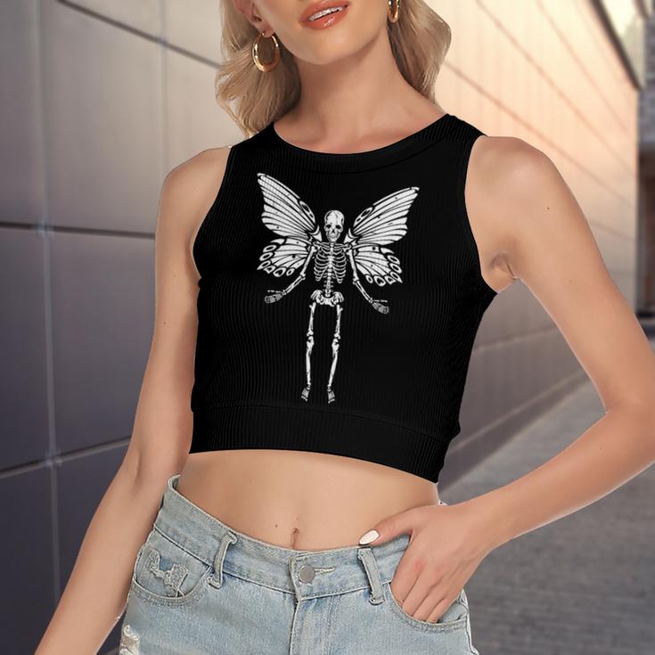 Fairycore Aesthetic Gothic Butterfly Skeleton Fairy Grunge Women's Sleeveless Bow Backless Hollow Crop Top