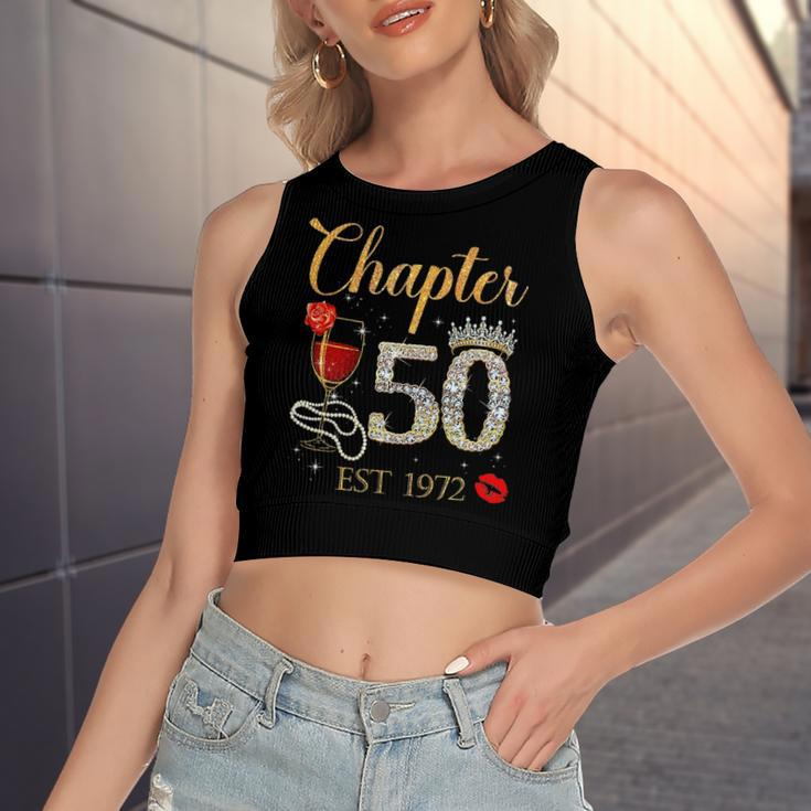 Chapter 50 Years Est 1972 50Th Birthday Red Rose Wine Crown Women's Crop Top Tank Top
