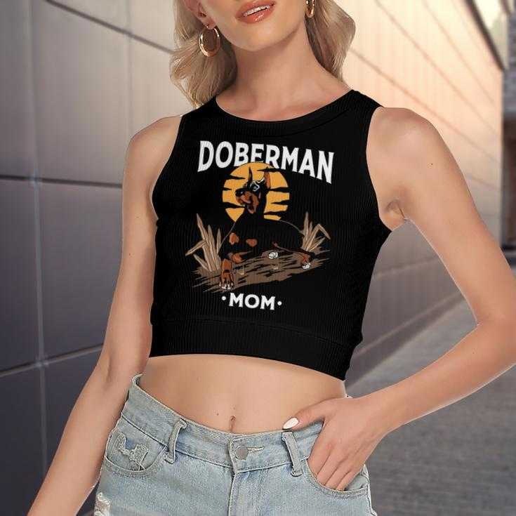 Doberman Mom Art For Girl Dog Lover Mother&8217S Day Women's Crop Top Tank Top