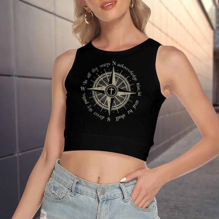 God Will Direct Your Path Compass Religion Christian Women's Crop Top Tank Top