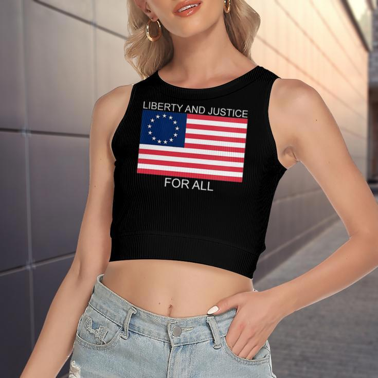 Liberty And Justice For All Betsy Ross Flag American Pride Women's Crop Top Tank Top
