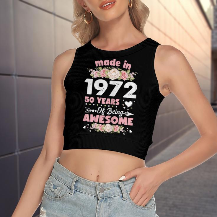 Womens 50 Years Old Gifts 50Th Birthday Born In 1972 Women Girls Women's Sleeveless Bow Backless Hollow Crop Top