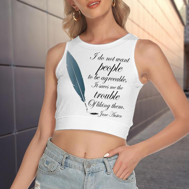 Jane Austen Funny Agreeable Quote Women's Sleeveless Bow Backless Hollow Crop Top