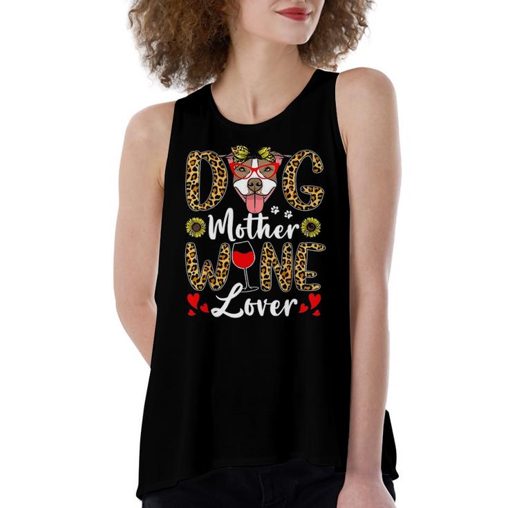 Dog Mother Wine Lover Shirt Dog Mom Wine Mothers Day Gifts Women's Loose Fit Open Back Split Tank Top