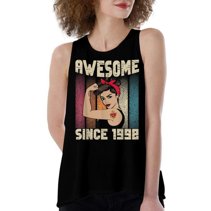 24 Year Old Awesome Since 1998 24Th Birthday Women  Women's Loose Fit Open Back Split Tank Top
