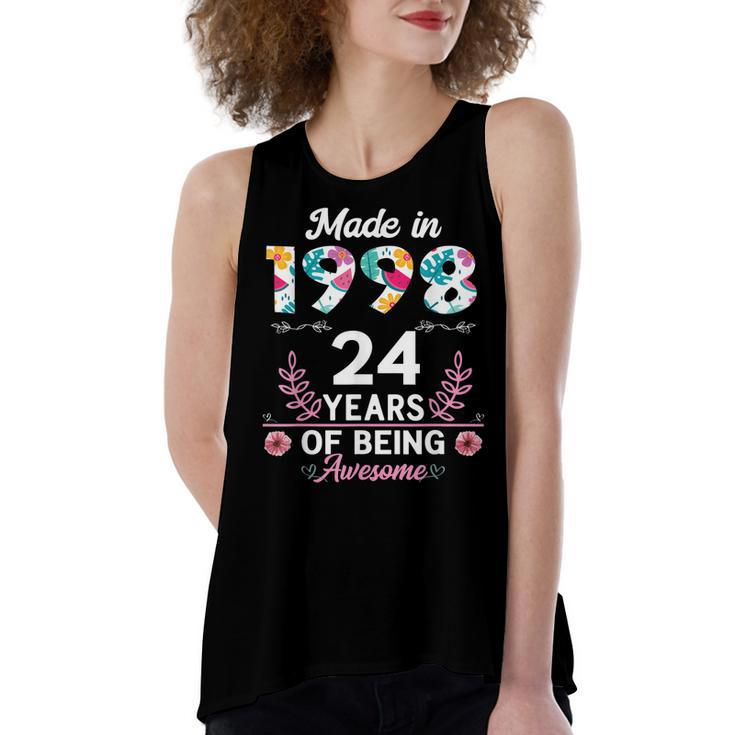 24 Years Old Gifts 24Th Birthday Born In 1998 Women Girls  V2 Women's Loose Fit Open Back Split Tank Top