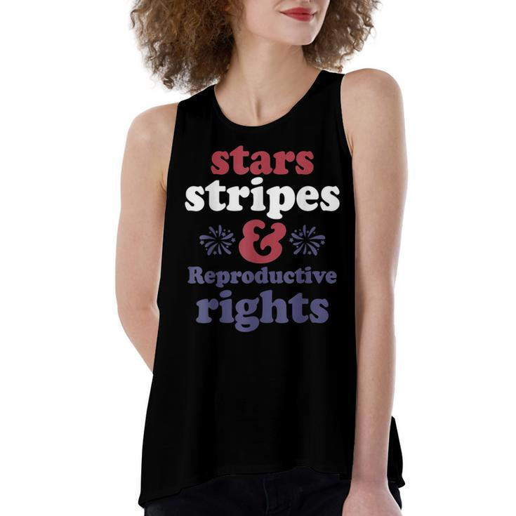 4Th Of July Stars Stripes Reproductive Rights Patriotic  Women's Loose Fit Open Back Split Tank Top