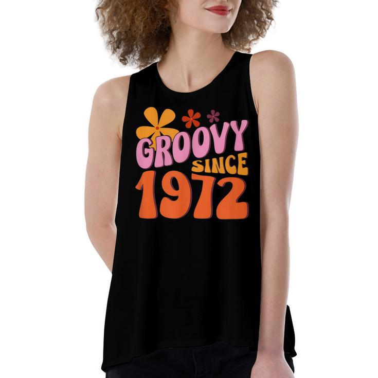 50Th Birthday Groovy Since 1972  Women's Loose Fit Open Back Split Tank Top