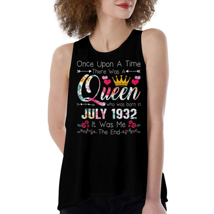 90 Years Birthday Girls 90Th Birthday Queen July 1932  Women's Loose Fit Open Back Split Tank Top