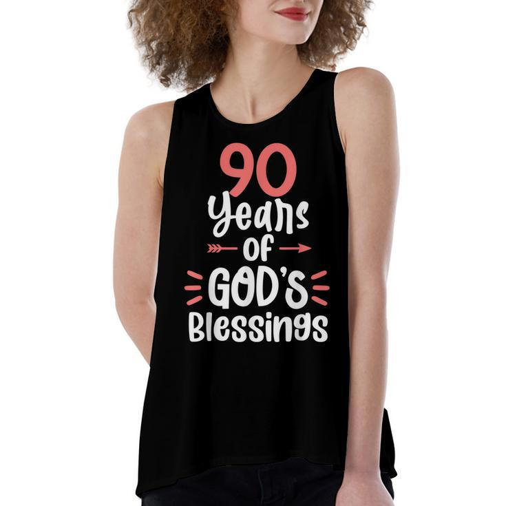 90 Years Of Gods Blessings 90 Year Old Happy 90Th Birthday  Women's Loose Fit Open Back Split Tank Top