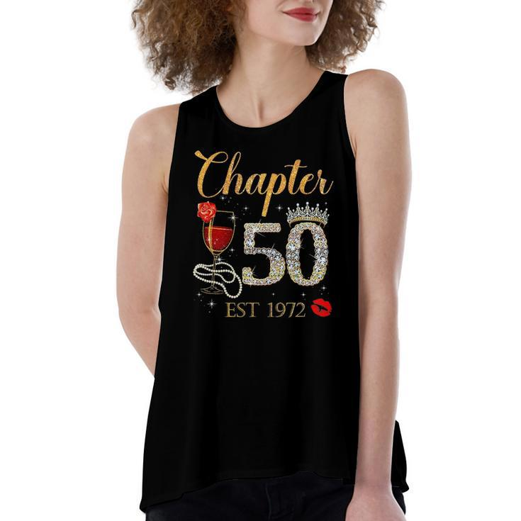 Chapter 50 Years Est 1972 50Th Birthday Red Rose Wine Crown Women's Loose Tank Top