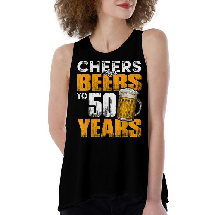 Cheers And Beers To 50 Years Old Birthday Funny Drinking  Women's Loose Fit Open Back Split Tank Top