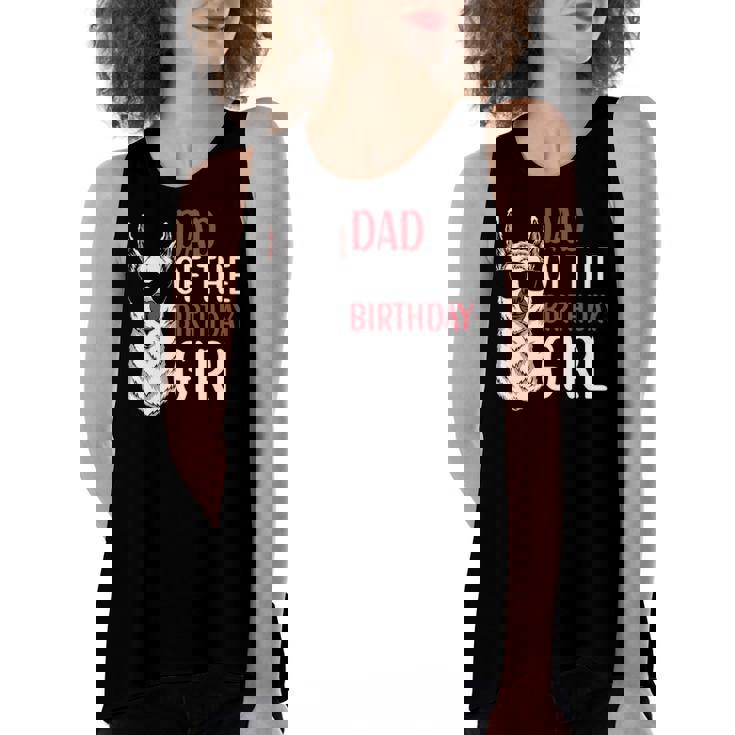 Dad Of The Birthday Girl Matching Birthday Outfit Llama Women's Loose Fit Open Back Split Tank Top