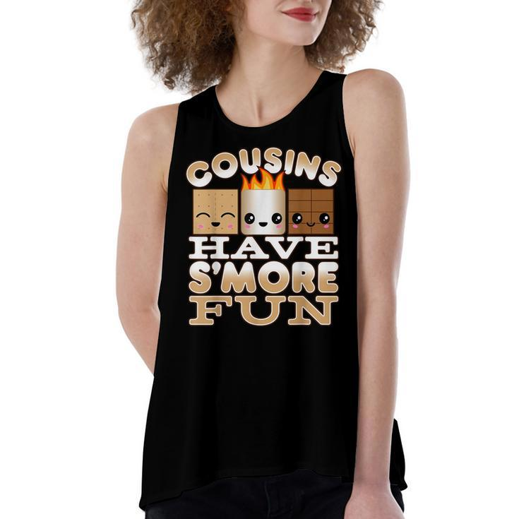 Family Camping  For Kids Cousins Have Smore Fun  Women's Loose Fit Open Back Split Tank Top