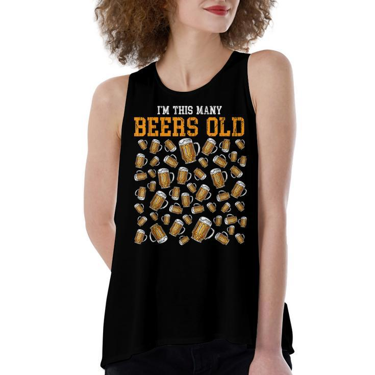 Funny 50 Years Old Birthday Im This Many Beers Old Drinking  Women's Loose Fit Open Back Split Tank Top