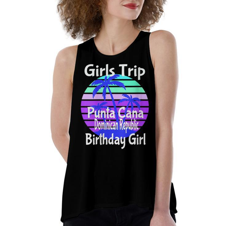 Girls Trip Punta Cana Dominican Republic Birthday Girl Squad   Women's Loose Fit Open Back Split Tank Top