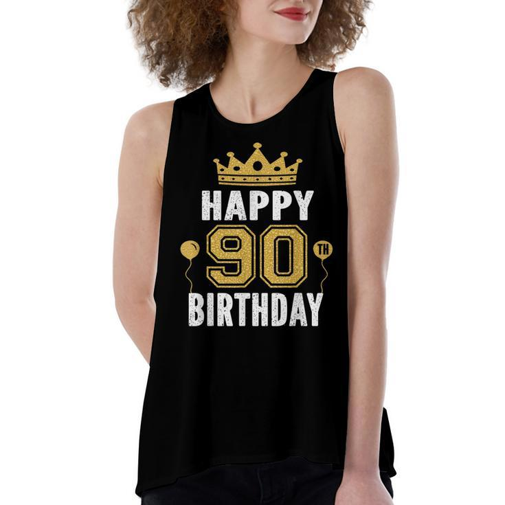 Happy 90Th Birthday Idea For 90 Years Old Man And Woman  Women's Loose Fit Open Back Split Tank Top