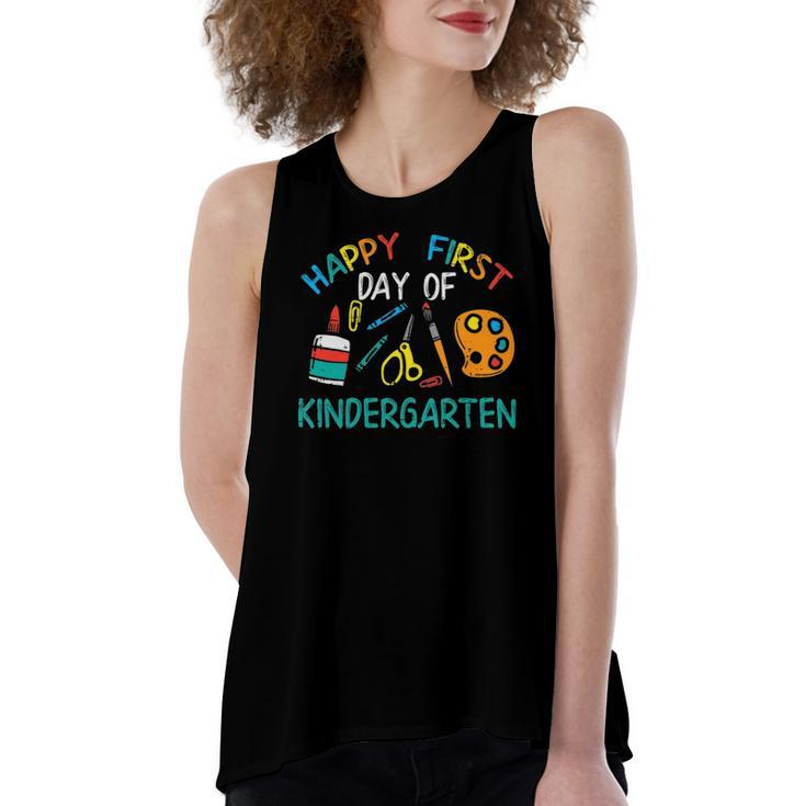 Happy First Day Of Kindergarten Back To Boys Girls Teacher Women's Loose Tank Top
